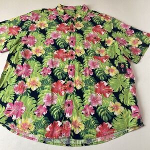 Gymboree Shirt Mens XXL Button up Short Sleeve Hawaiian Beach Summer Linen blend